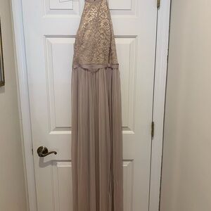 David's Bridal Lace and Tulle Wedding Dress in Beige